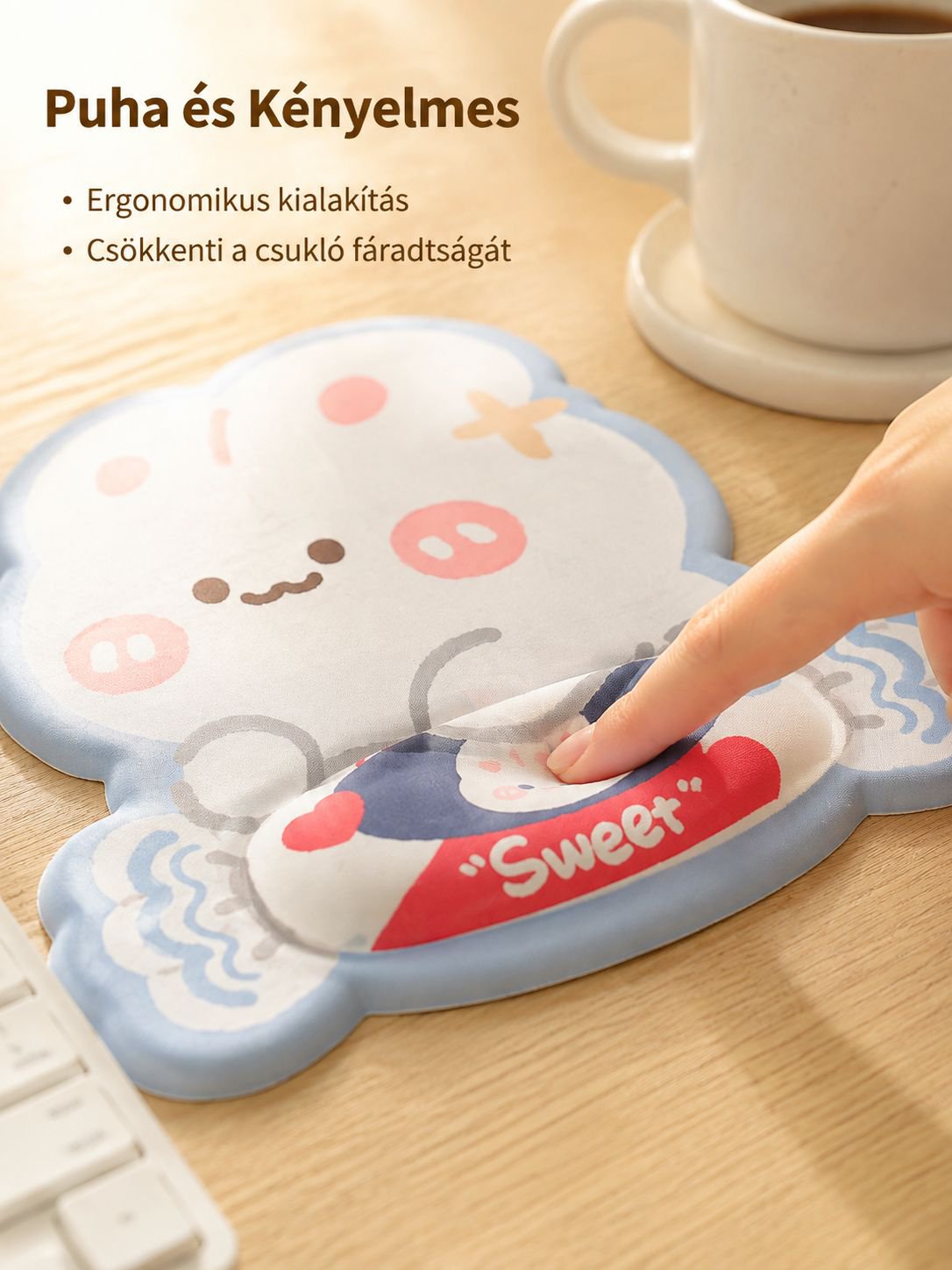 Tejkaramella nyúl egérpad és hosszú csuklótámasz – 2 darabos szett