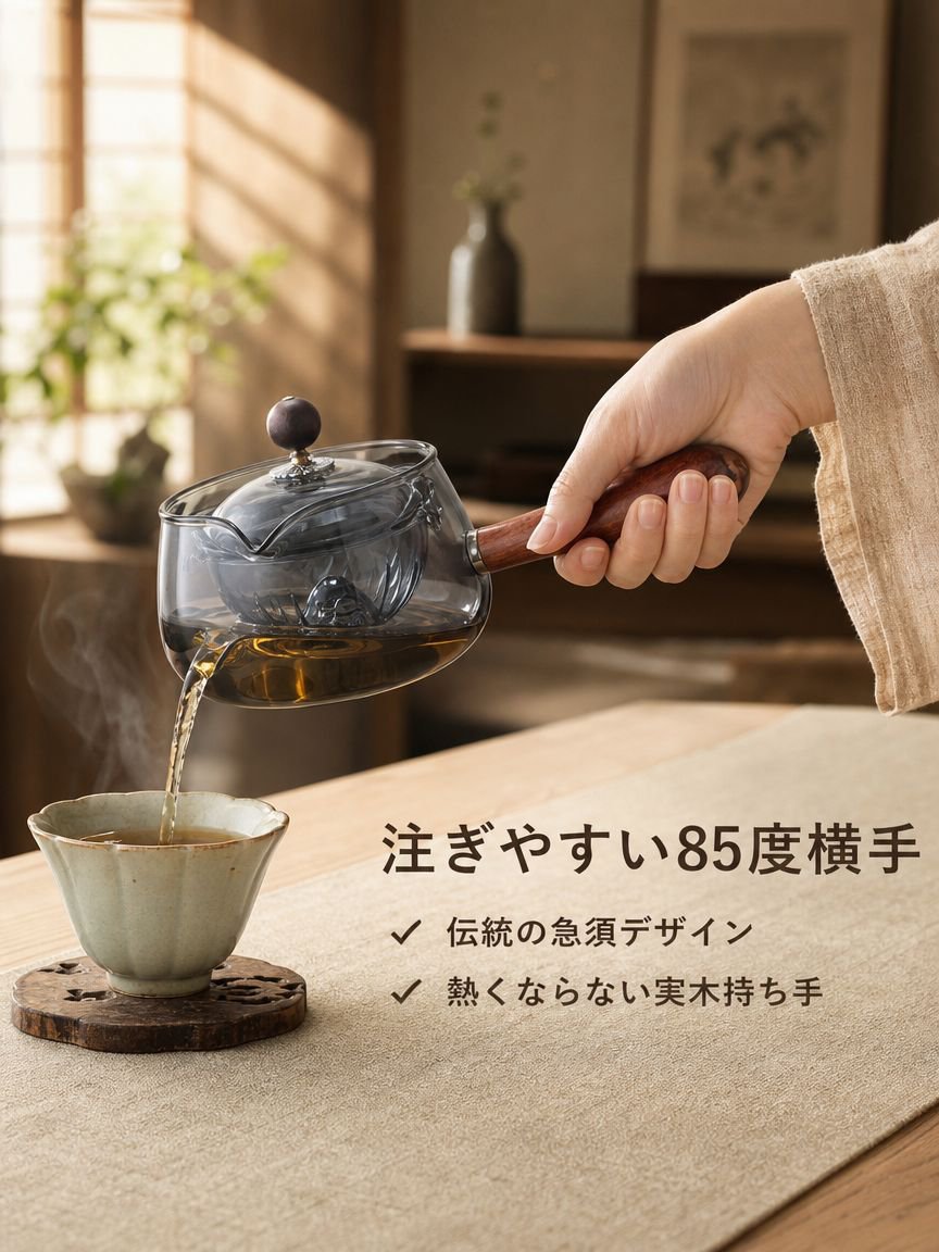 回転式ガラスティーポット