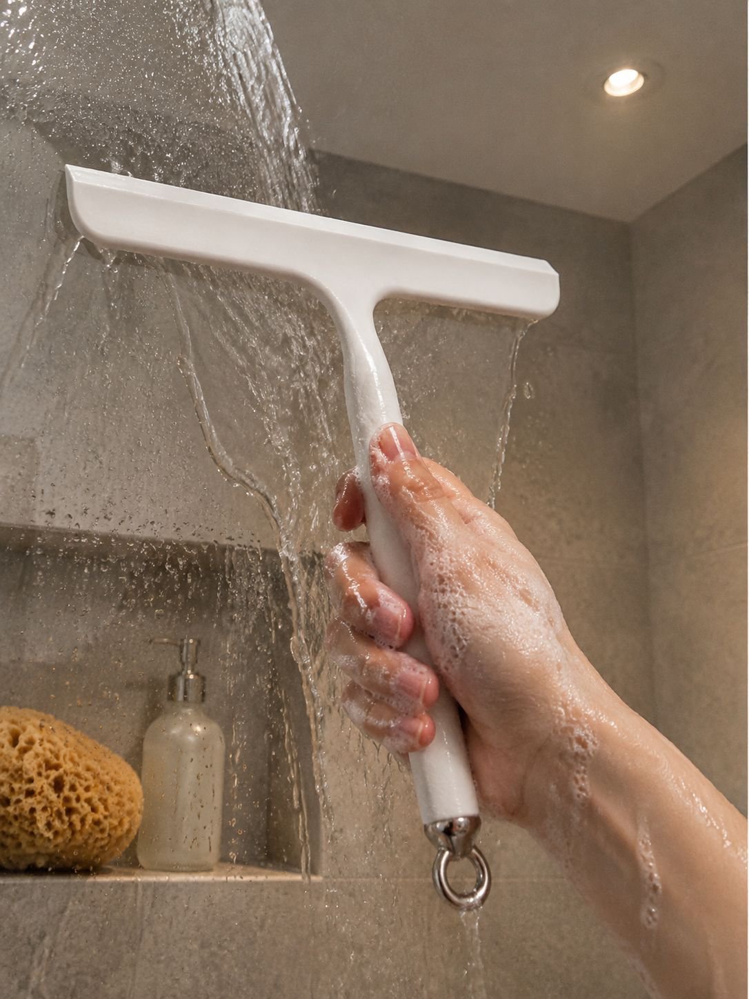 Cepillo y pulverizador para limpieza profunda de ventanas