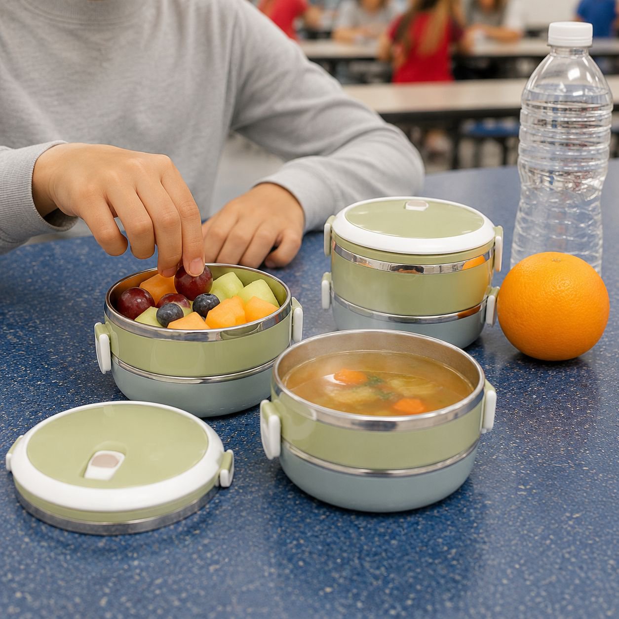 Cute Japanese Kids Lunch Box Portable Stainless Steel Bento Box for School