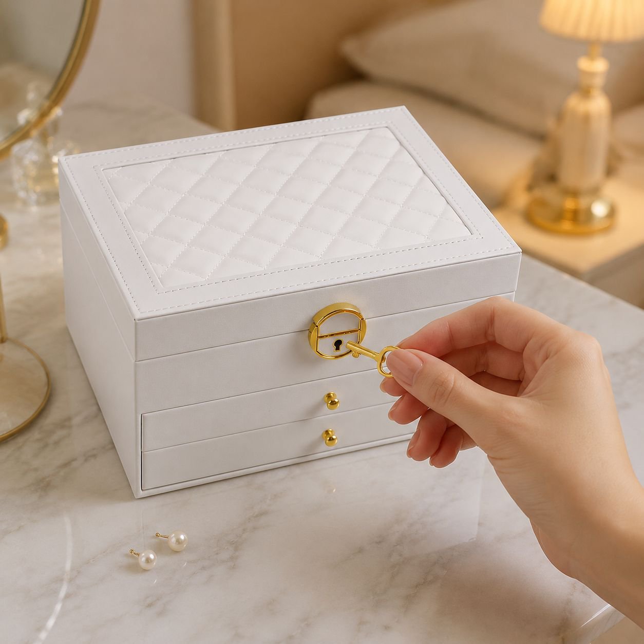 Compact leather jewelry case for travel