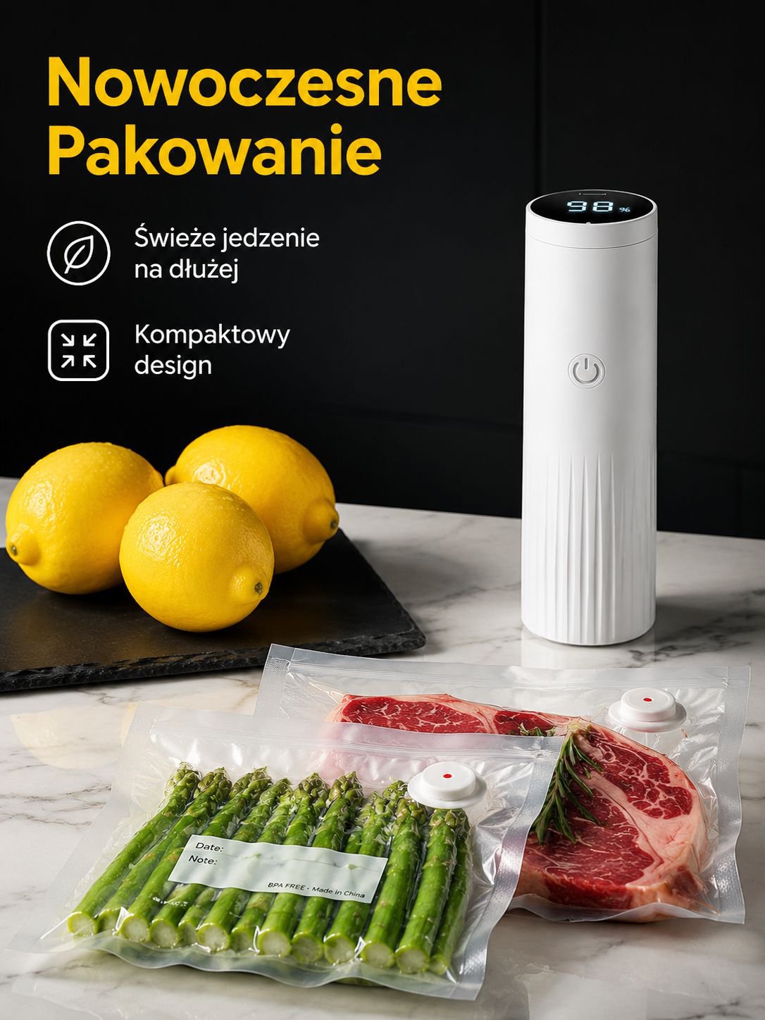 Przenośna elektryczna pompka próżniowa do domowego przechowywania żywności