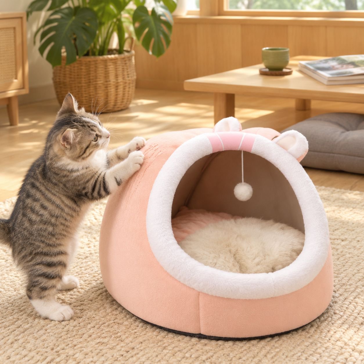 猫と犬がくつろぐペットハウス