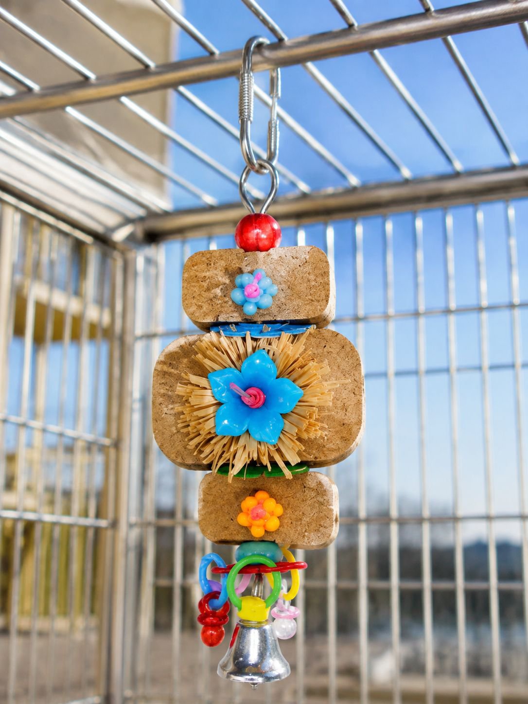 Parrot Colorful Chewing Toy Stand, Cockatiel Tiger Skin Peony Educational Toy, Claw Sharpening and B
