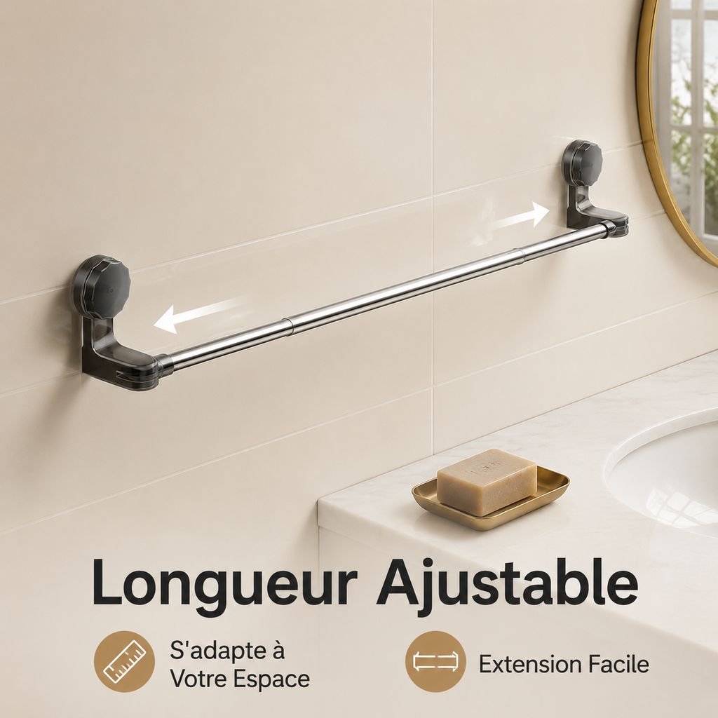 Porte-serviettes à ventouse sans perçage pour salle de bain