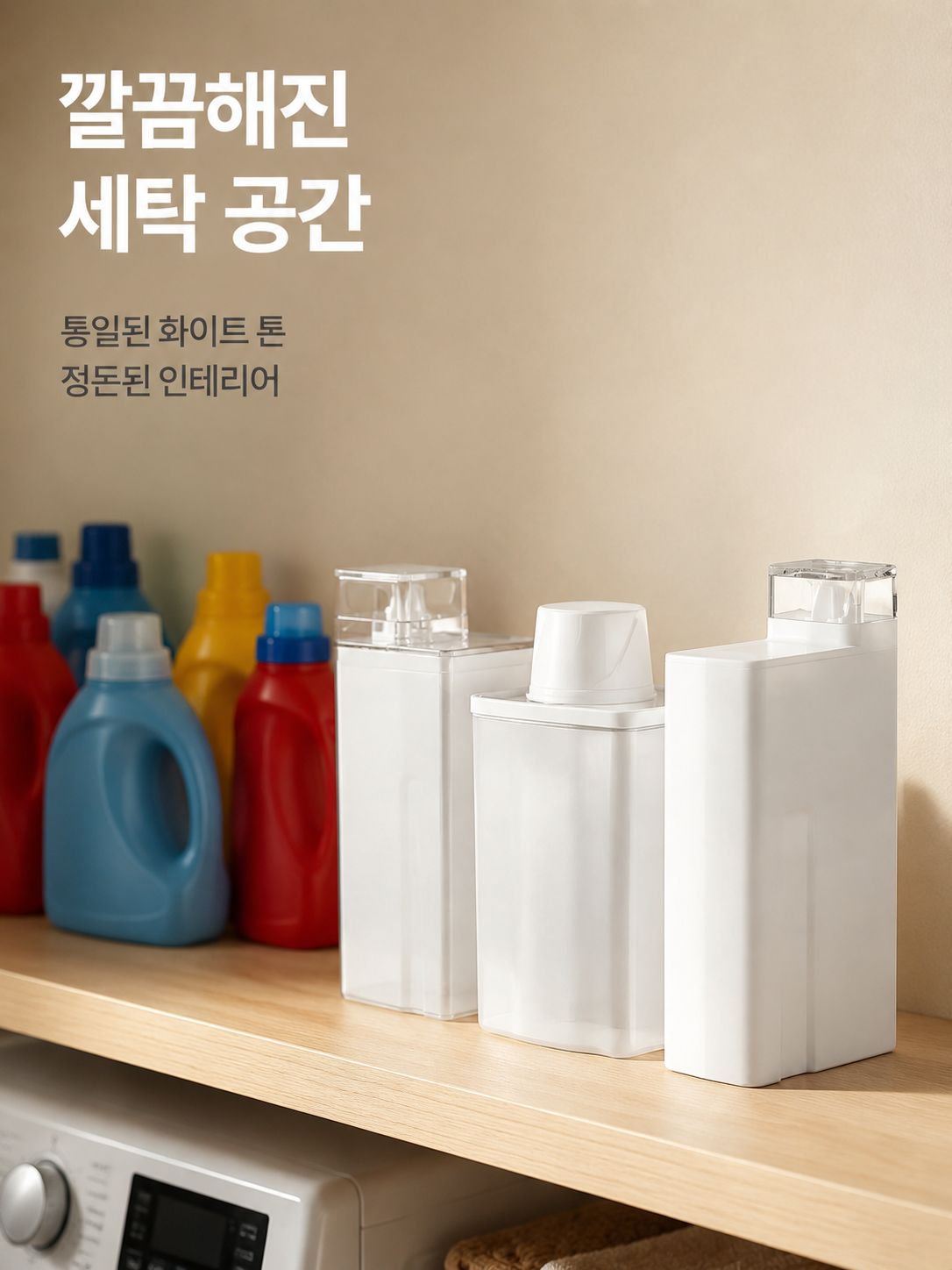 틈새 수납이 가능한 세제 병 디자인