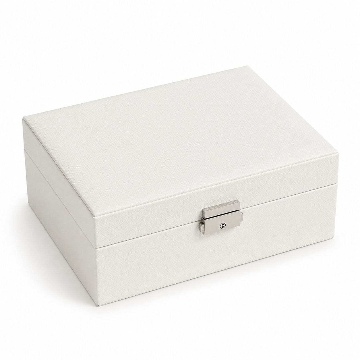 Double-layer Large Capacity Leather Jewelry Storage Box with Lock for Earrings and Rings