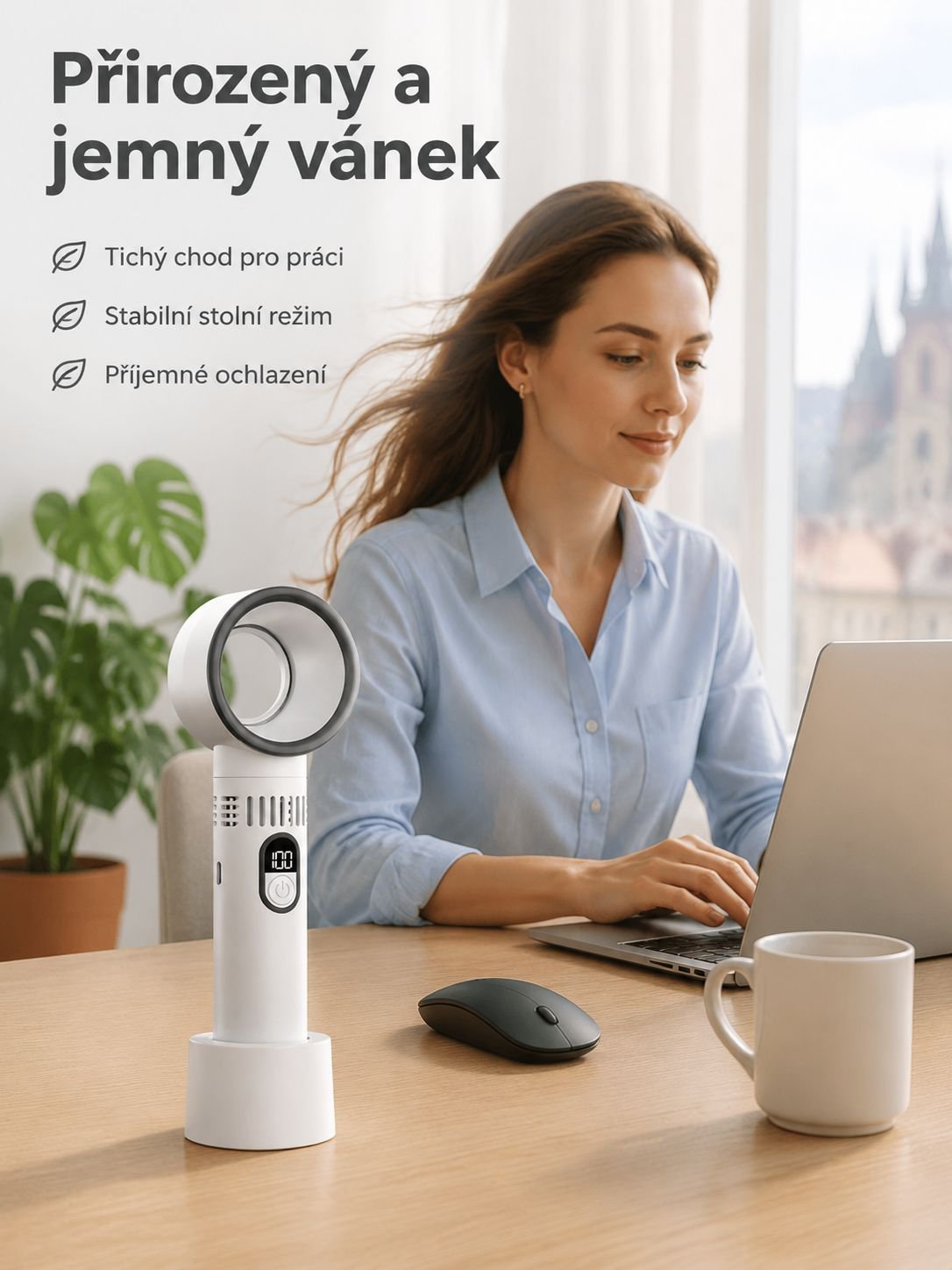 Přenosný ruční ventilátor bez lopatek