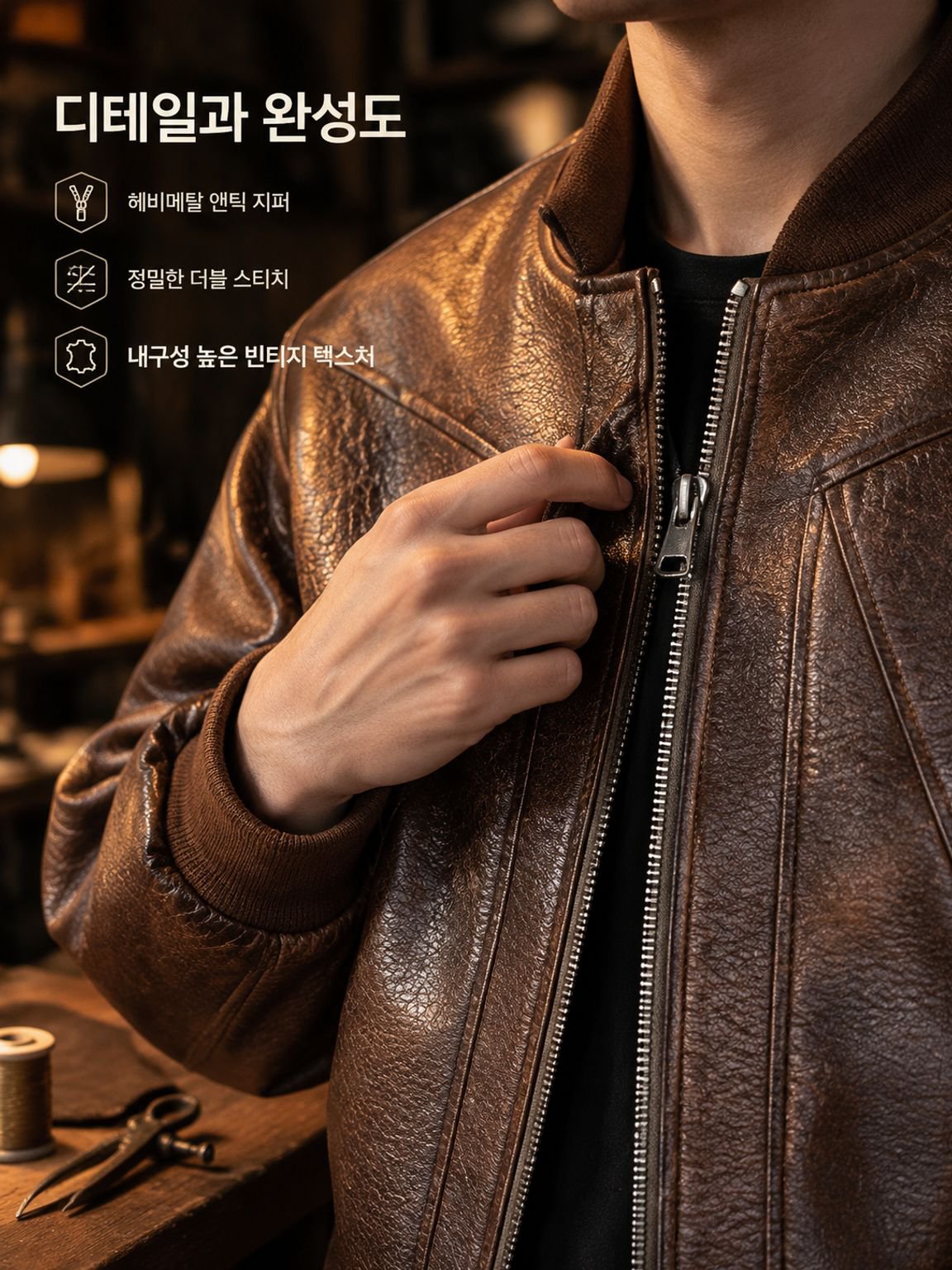 남성용 아메리칸 빈티지 바이커 가죽 재킷