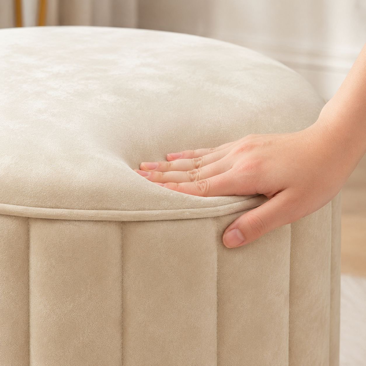 Minimalist bedroom stool with soft cushion