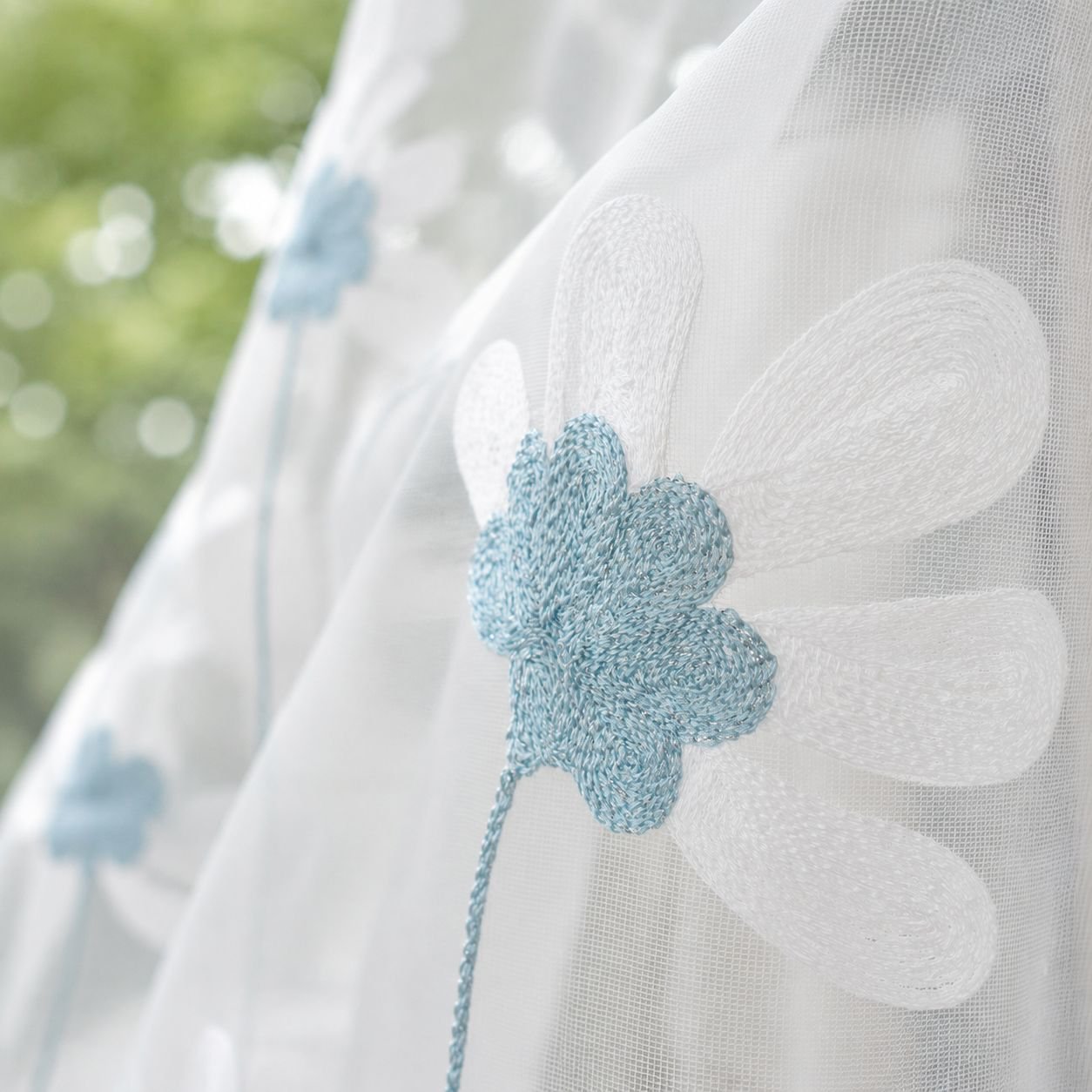 Modischer transparenter Vorhang mit Chrysanthemenstickerei