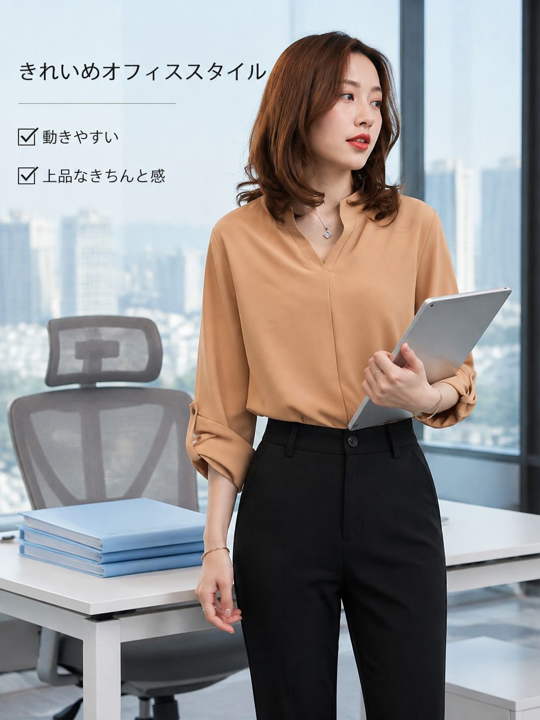 大きいサイズ ゆったりドルマンスリーブ長袖ブラウス、ベーシックでカジュアルな着回しアイテム