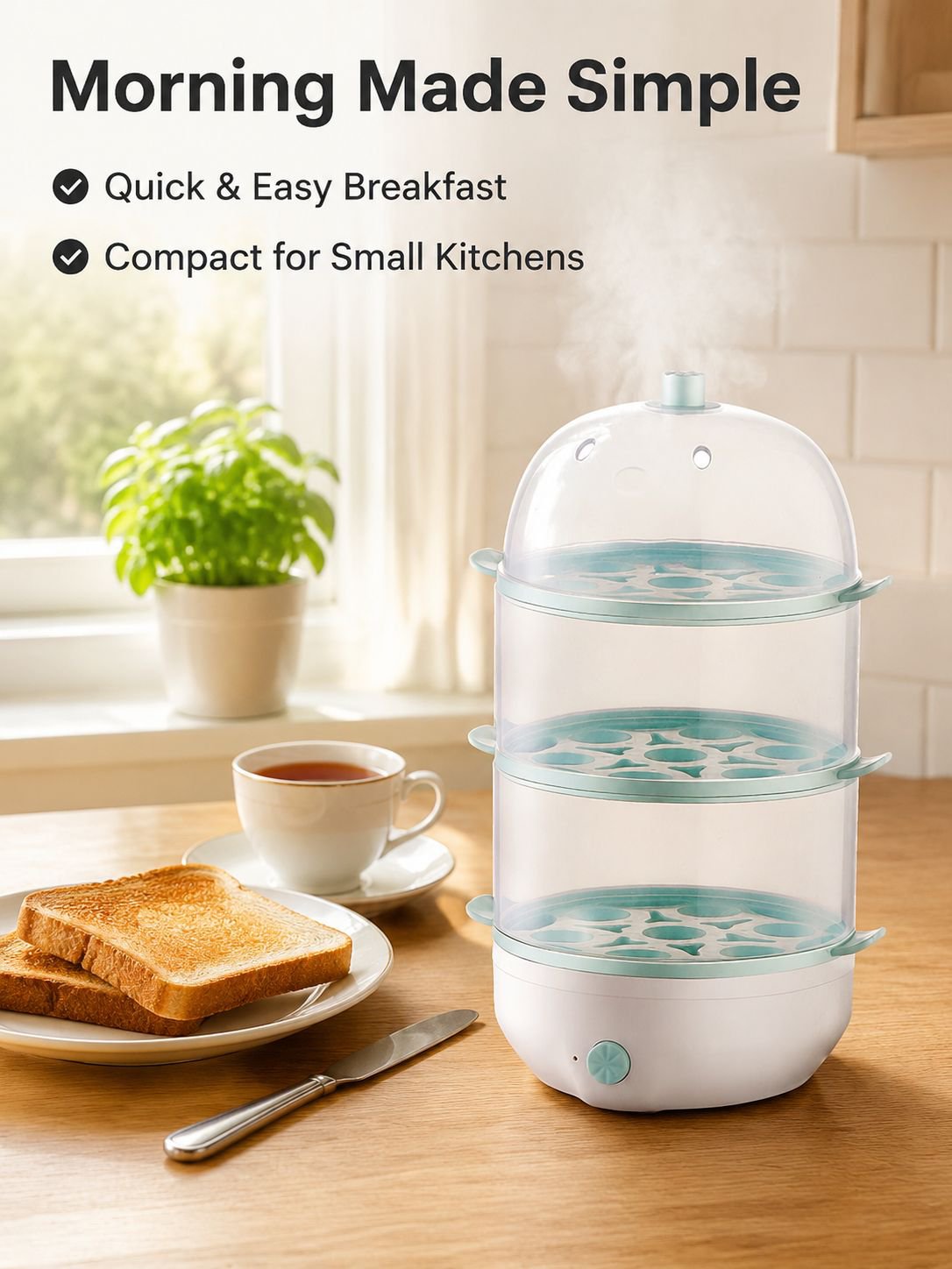 Multifunctional Mini Egg Steamer Automatic Power Off for Dormitory
