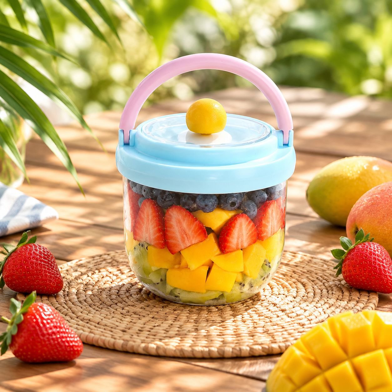 Airtight containers securely lock in the freshness of ingredients.