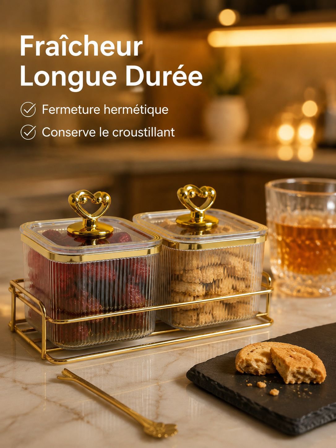 Bocal de conservation carré pour cuisine