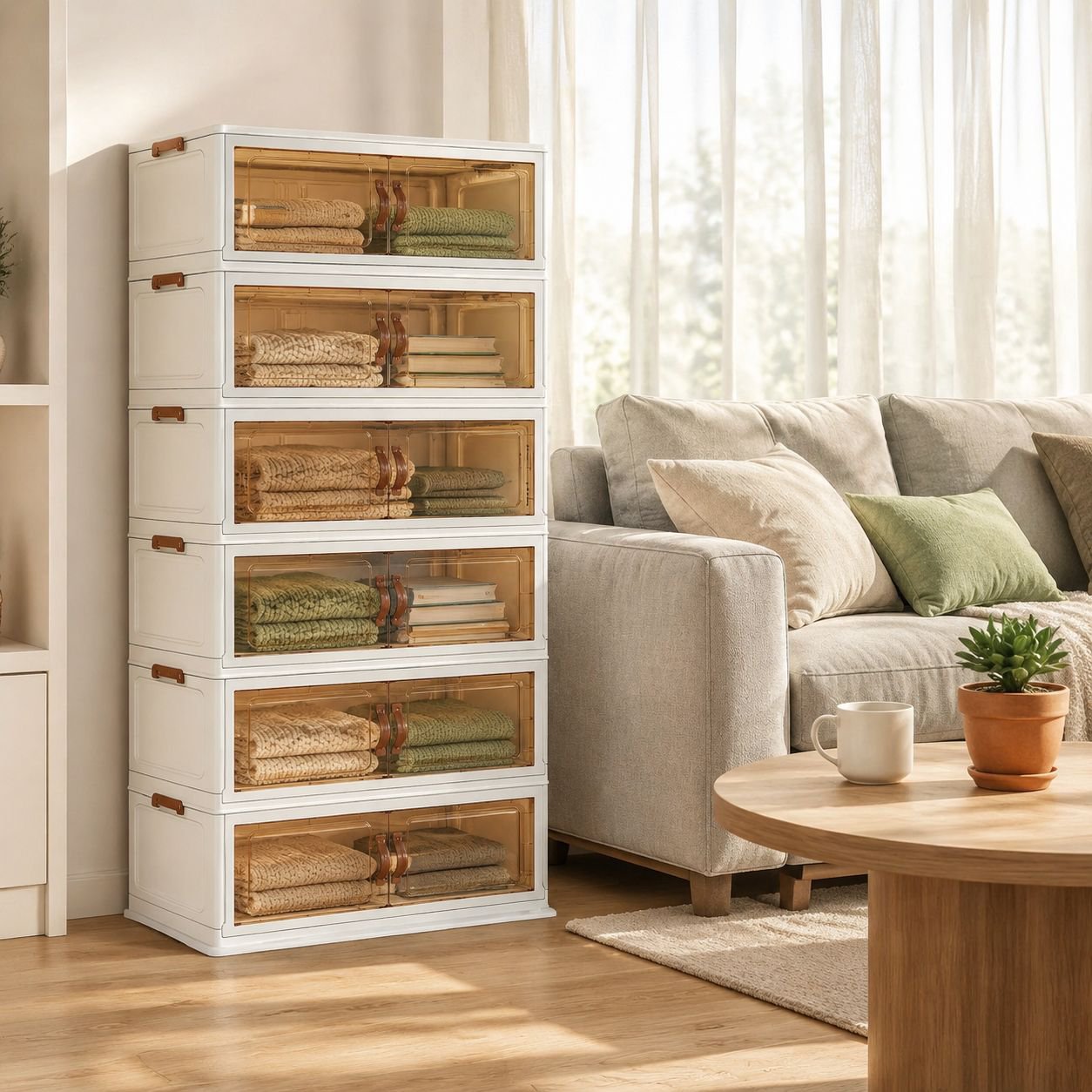 Home Multi-layer Folding Storage Cabinet, No Installation Simple Storage Box