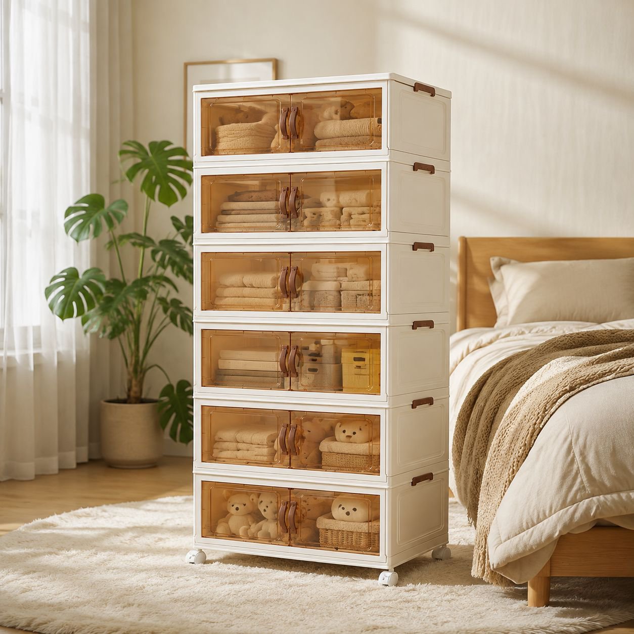 Multi-Layer Foldable Storage Cabinet for Home Bedroom Clothes Organizer