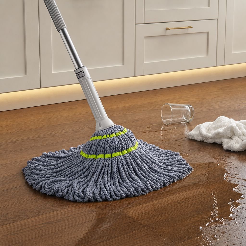 Hangable Water-Absorbing Mop Set with Bucket, Manual Floor Cleaning Tool
