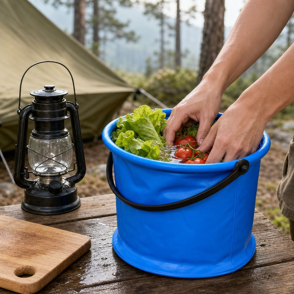 Leak-proof foldable bucket for outdoor activities