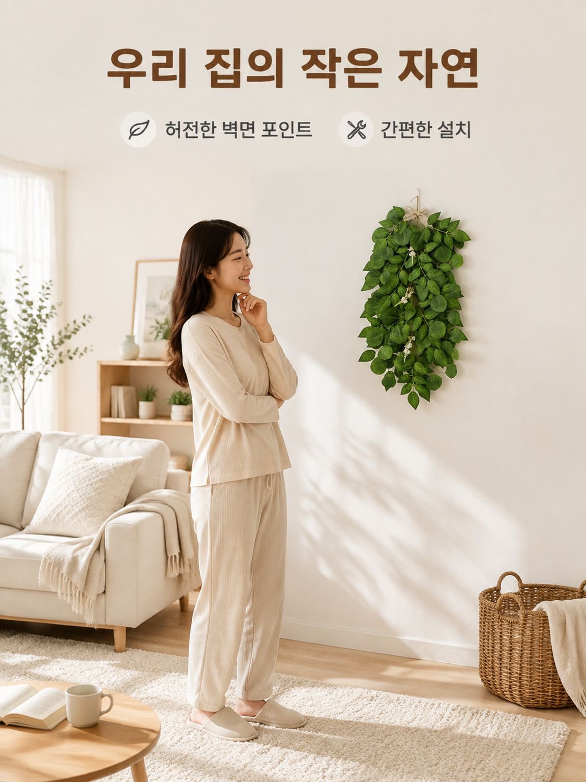 인조 그린 식물 벽걸이 장식