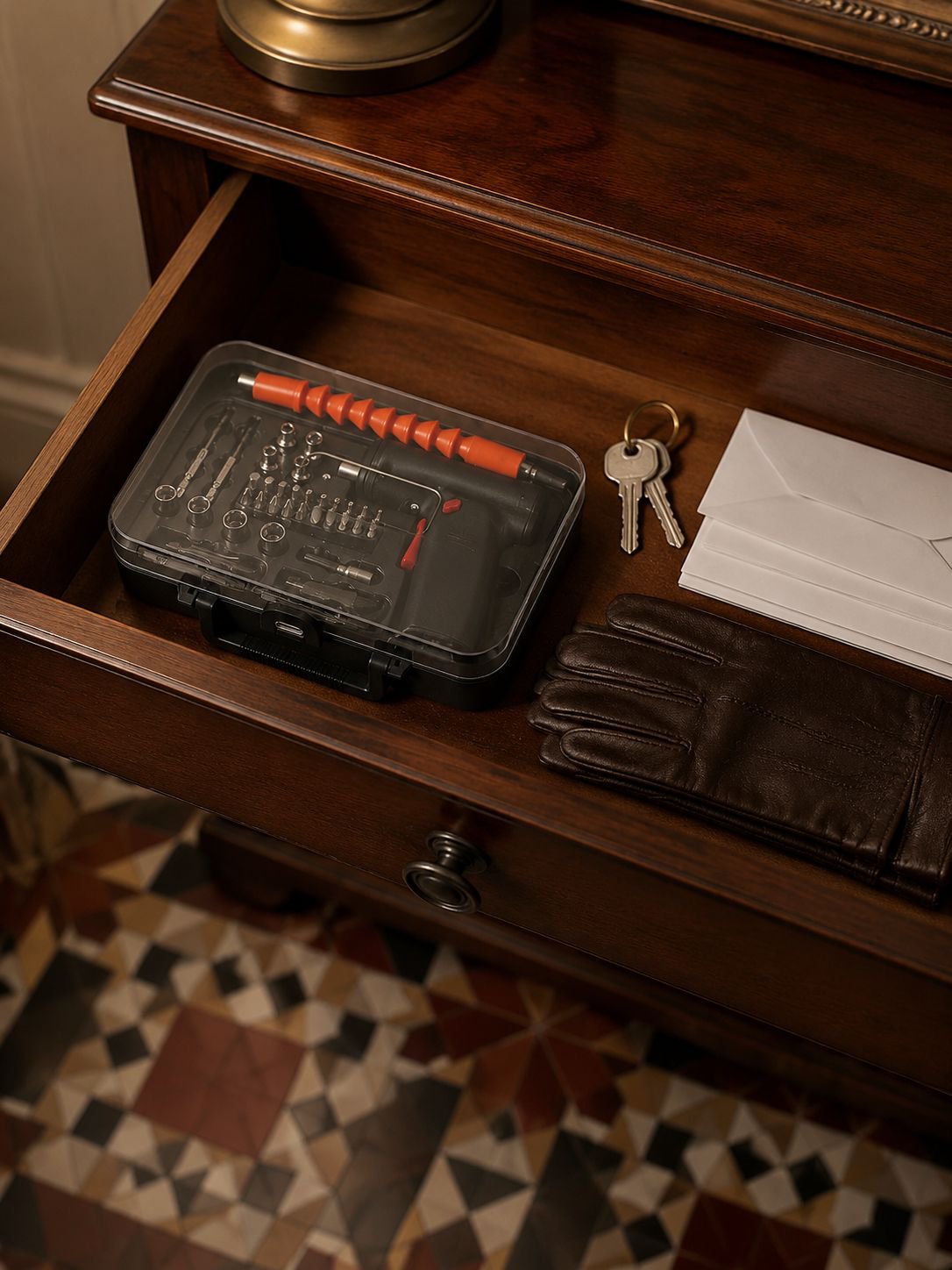 All-in-one mini drill and screwdriver set for home maintenance