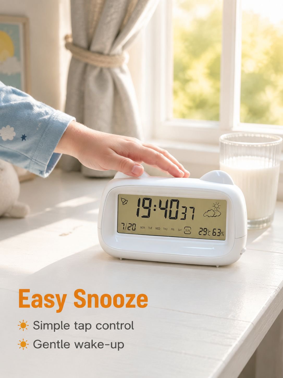 Cat Multifunctional Cute Children's Alarm Clock Rechargeable Luminous/Snooze