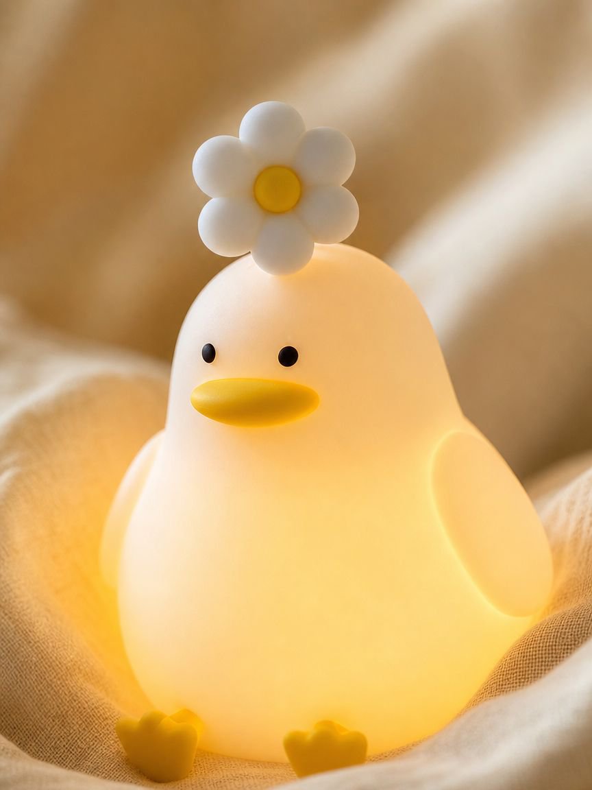 Baby eye-caring silicone night light on bedside table
