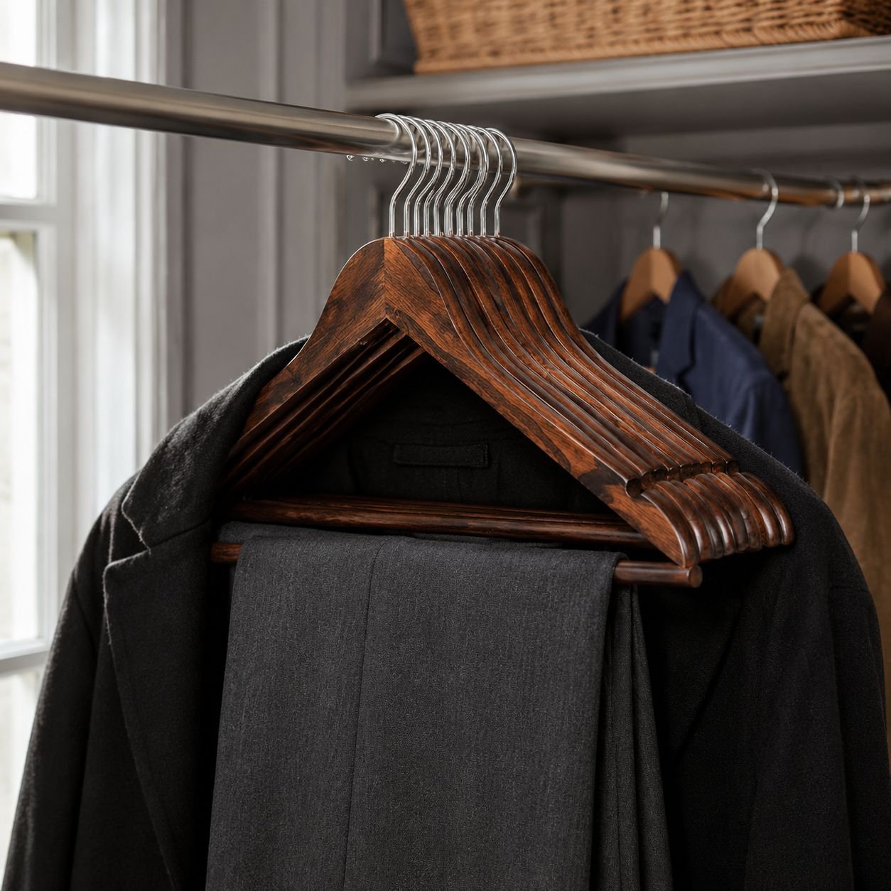 NonMarking Solid Wood Adult Clothes Hanger