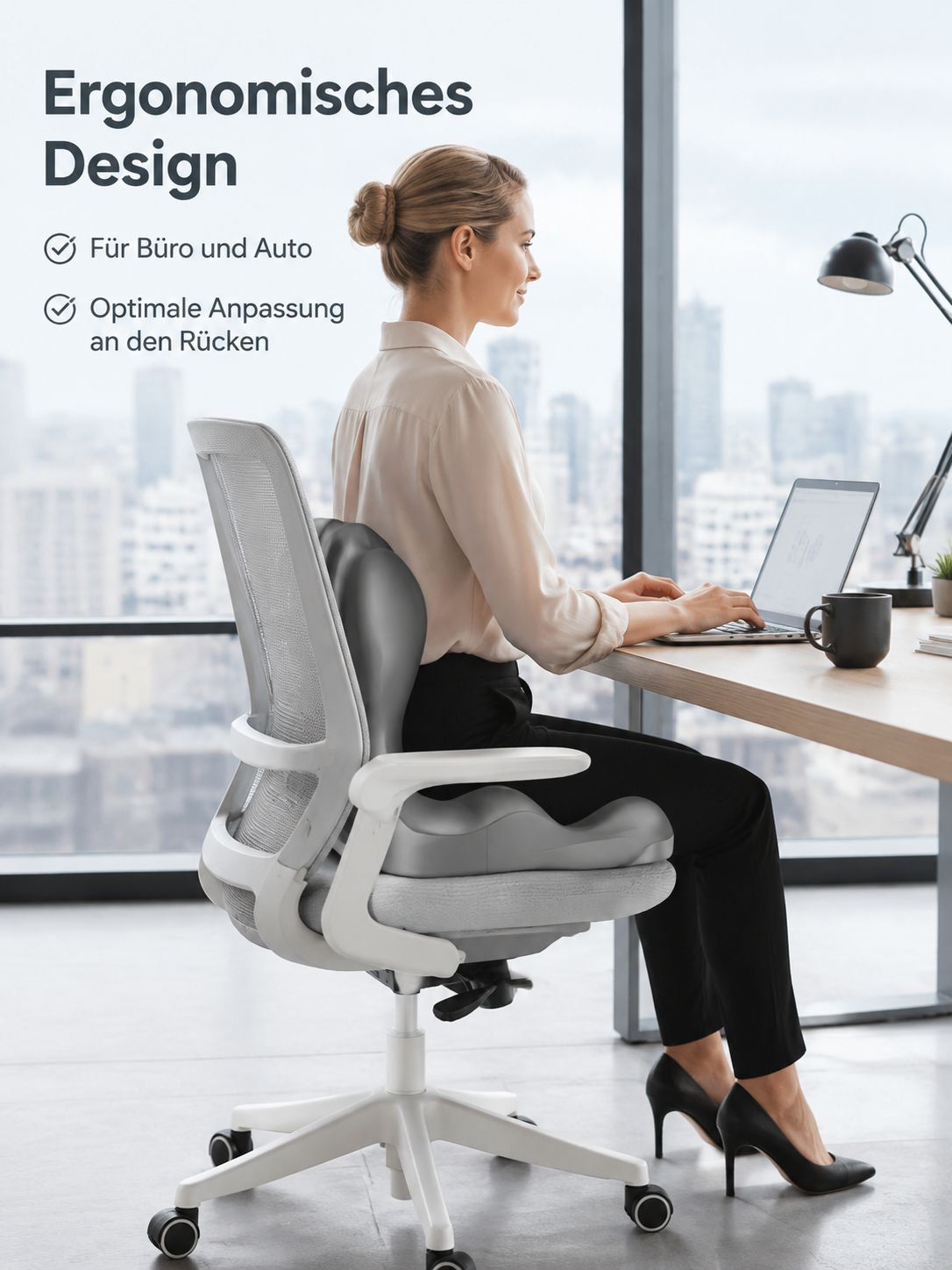 Atmungsaktives und ergonomisches Komfortkissen für langes Sitzen
