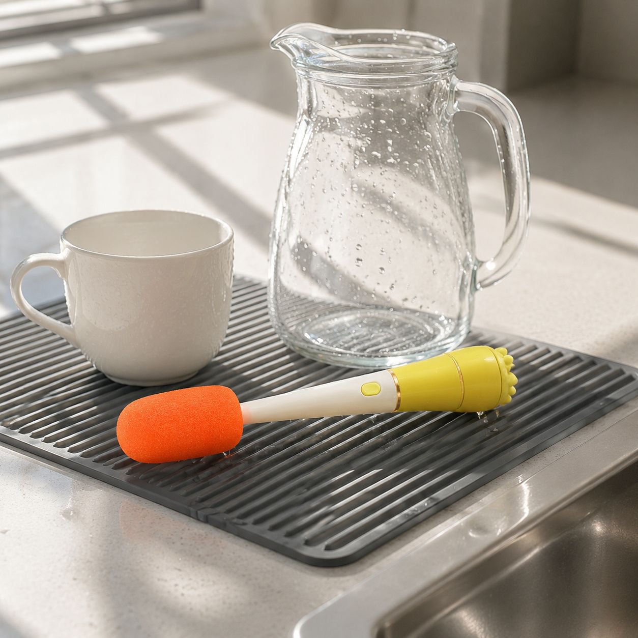 Easy-to-hold Long Handle Cup Brush in use