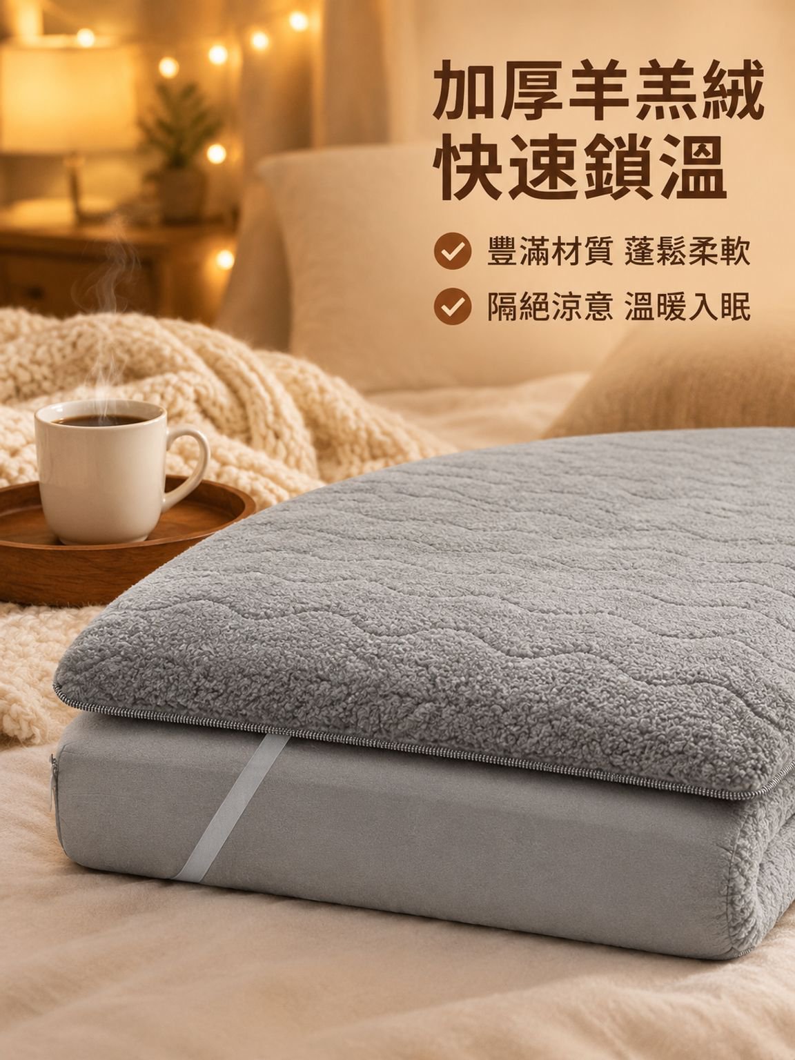 加厚保暖羊羔絨床墊