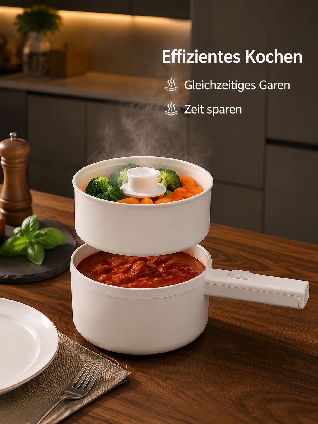 Multifunktionaler elektrischer Reiskocher mit Keramikbeschichtung, antihaft, zum Dämpfen und Kochen