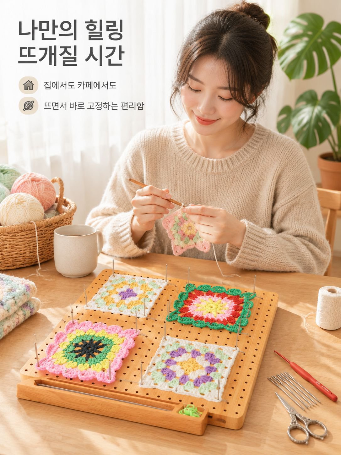 가정용 나무 소재 코바늘 뜨개질 보드