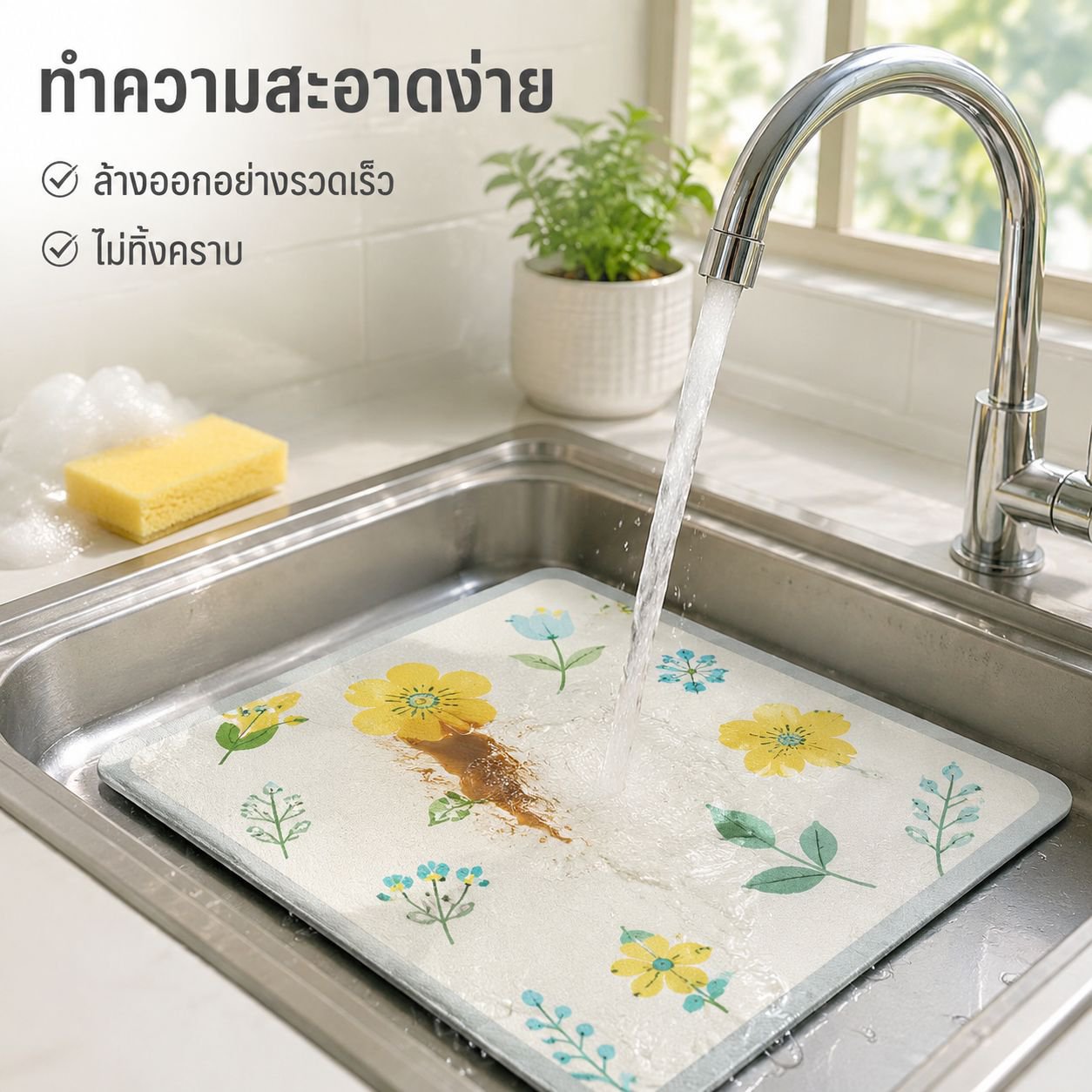 แผ่นรองแก้วซับน้ำสำหรับเคาน์เตอร์ครัว