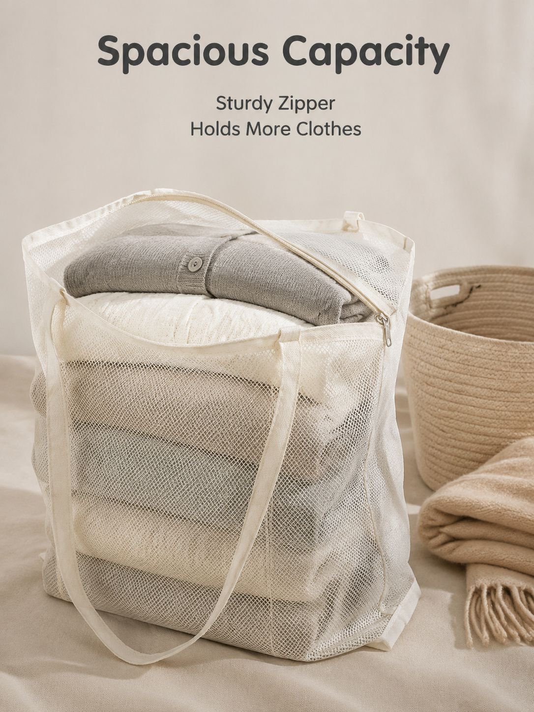 Solid Color Mesh Storage Bag