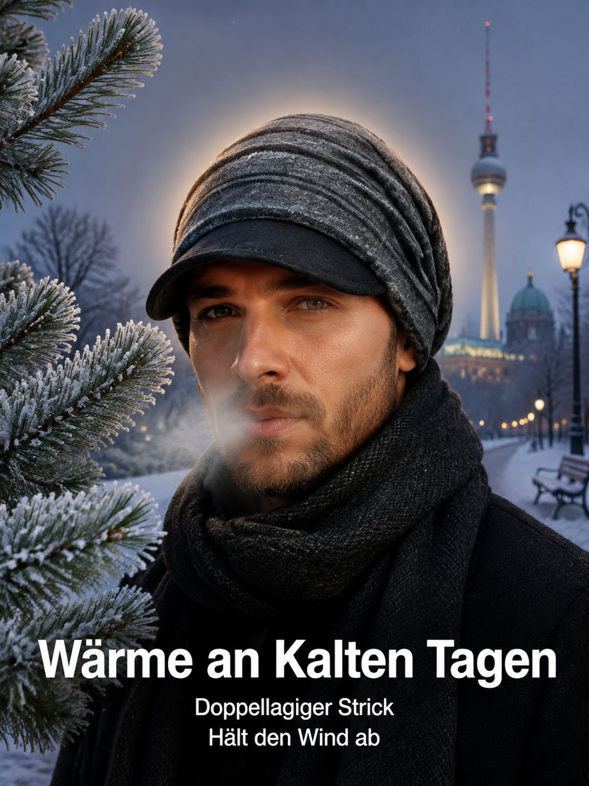 Strickmütze mit Krempe, Baseballkappe/Schirmmütze, Unisex.