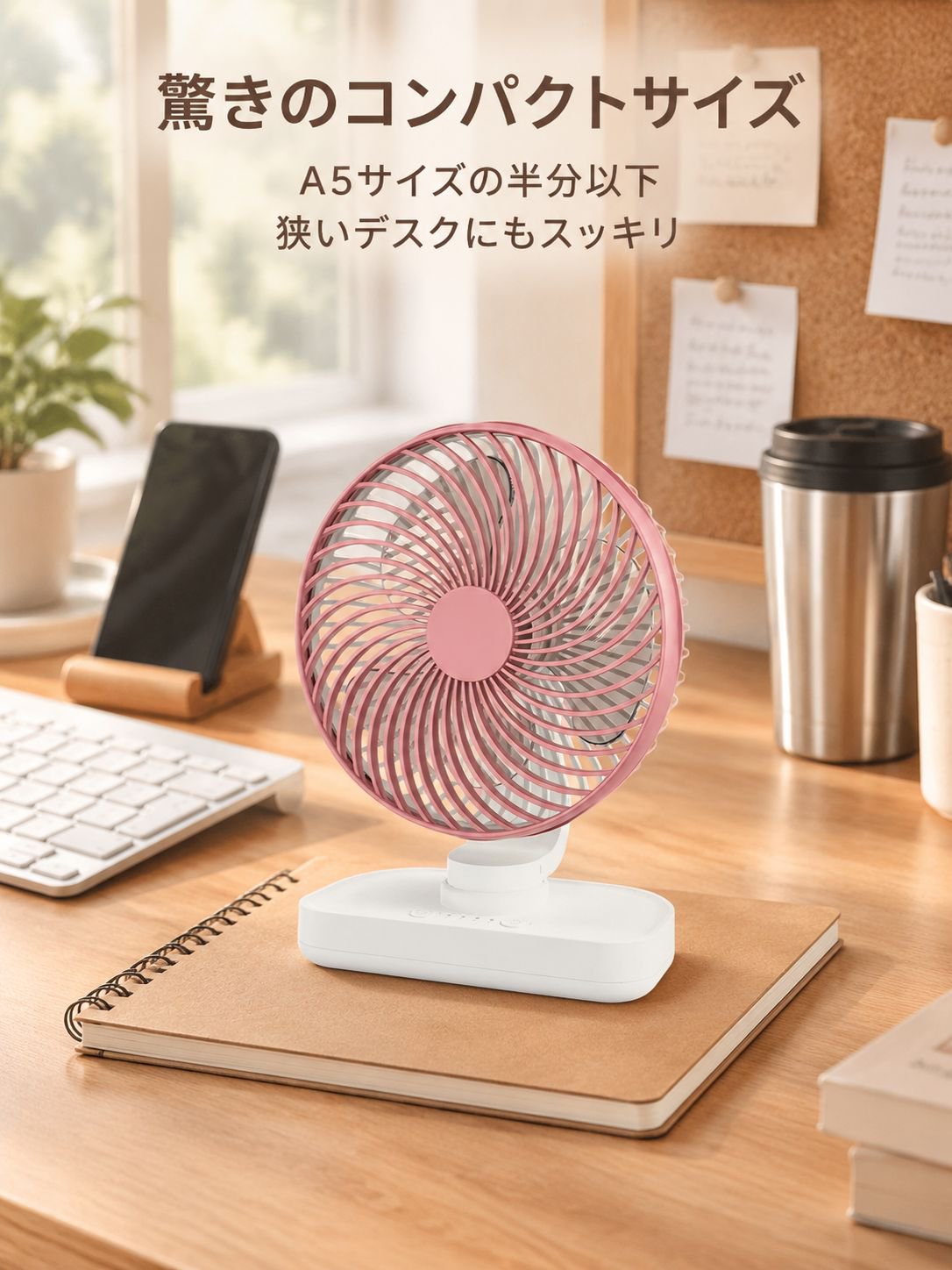 デスク用ミニ静音ファン 回転式デザイン