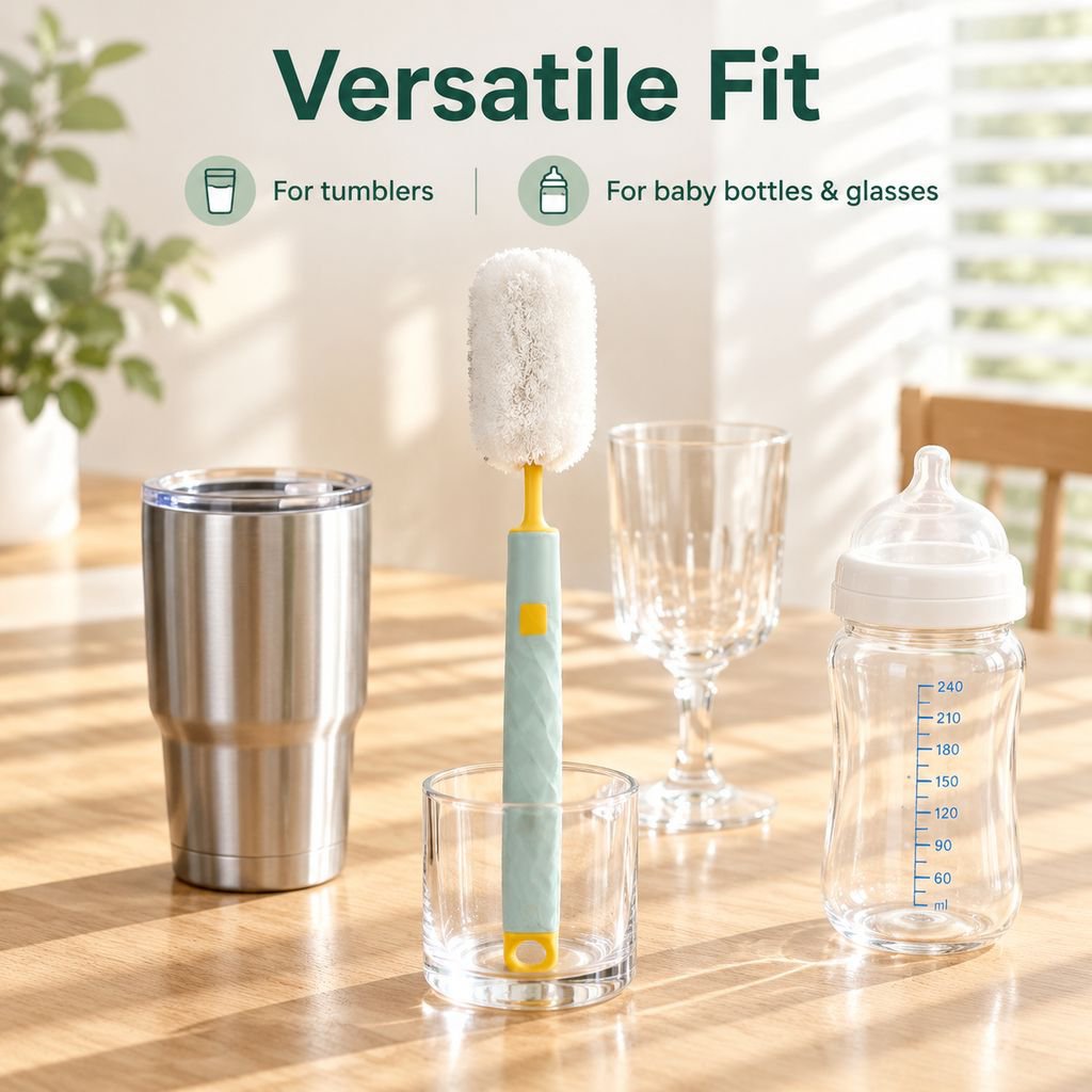 Long Handle Scouring Pad Bottle Brush Replaceable Cup Cleaning Brush for Tumblers