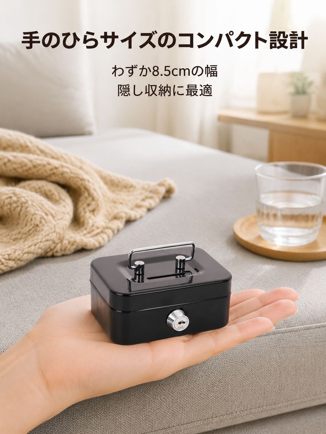 金属製小型鍵付き貯金箱 斬新なコイン収納ボックス ポータブル収納箱