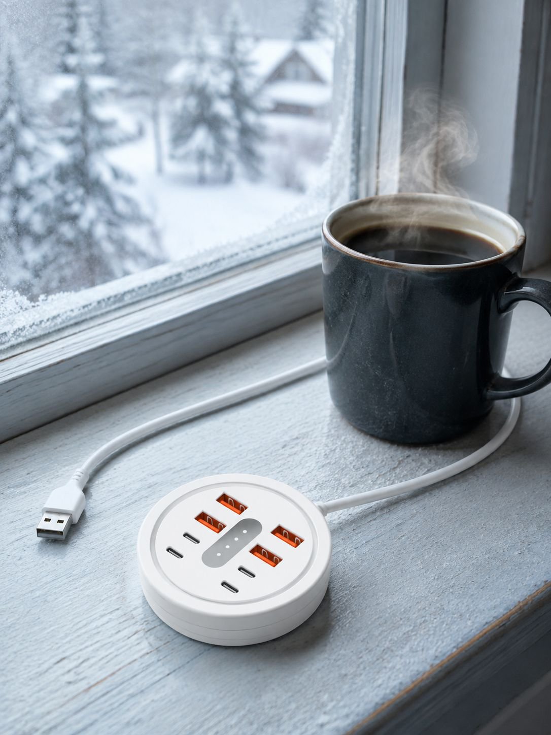 Circular 8-in-1 Portable Multi-Port Dock with USB + Type-C Fast Charging Phone Adapter Power Strip