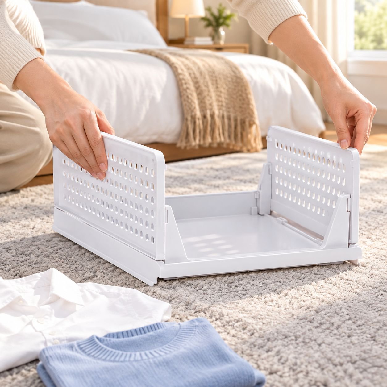 Easy to assemble plastic wardrobe organizer