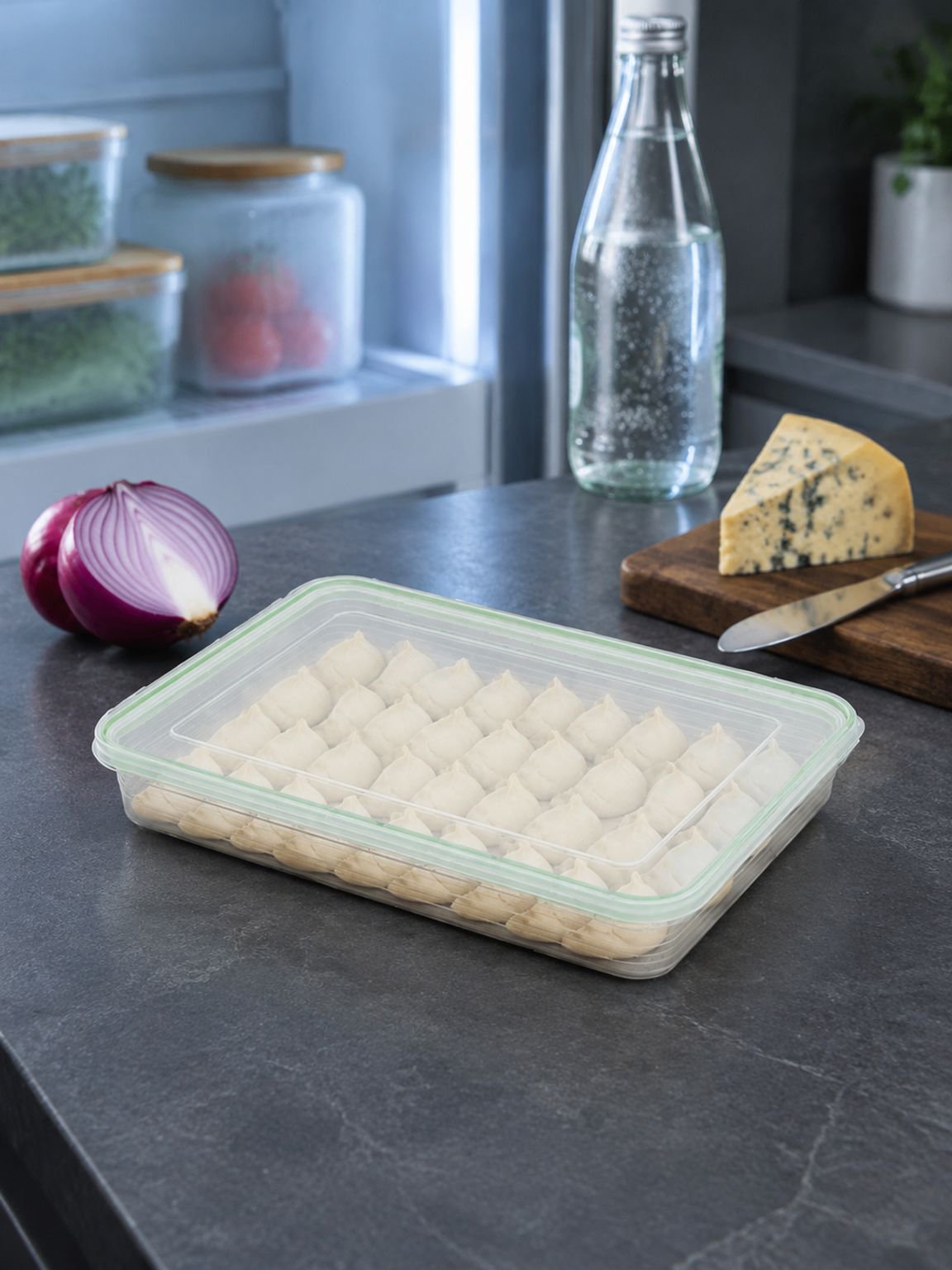 Teigtaschen Gefrierbox Dumpling Frischhaltebox für Kühlschrank Lebensmittelecht