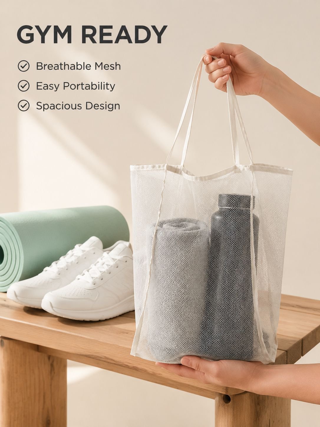 Solid Color Mesh Storage Bag