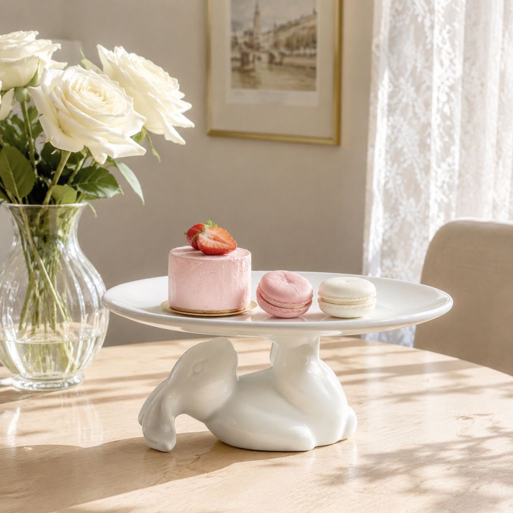 Ceramic Rabbit Shaped Snack & Fruit Plate