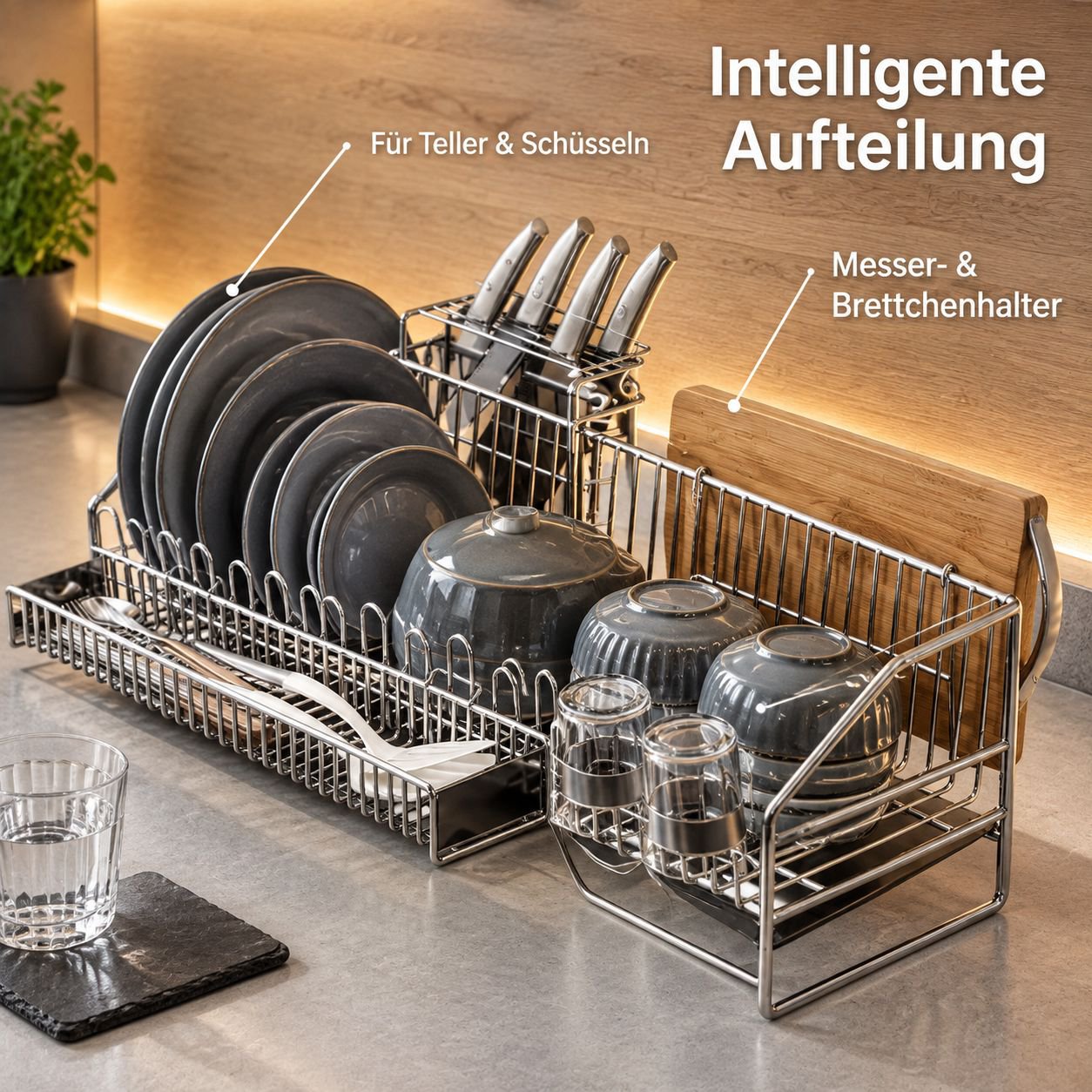 Abtropfgestell Edelstahl 304 Geschirrkorb Multifunktion Küchen-Organizer