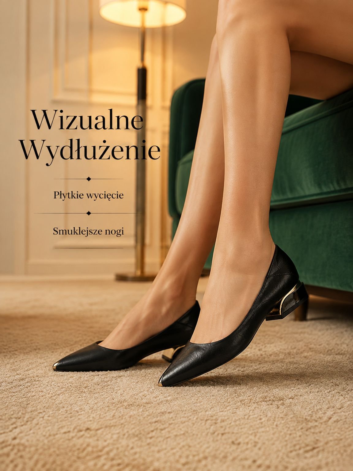 Modne czarne buty na grubym obcasie