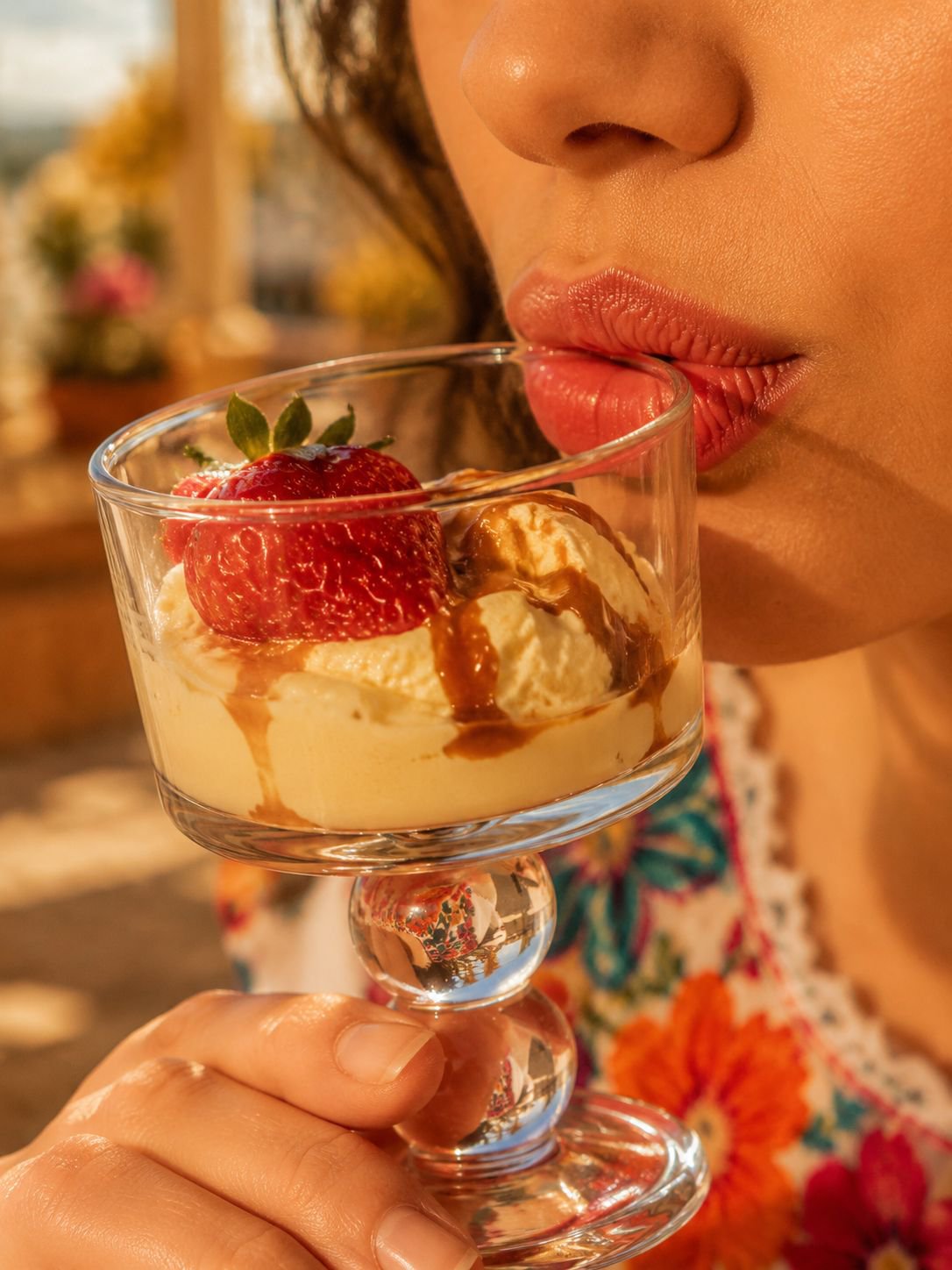 Presentación de postres en copa con diseño clásico