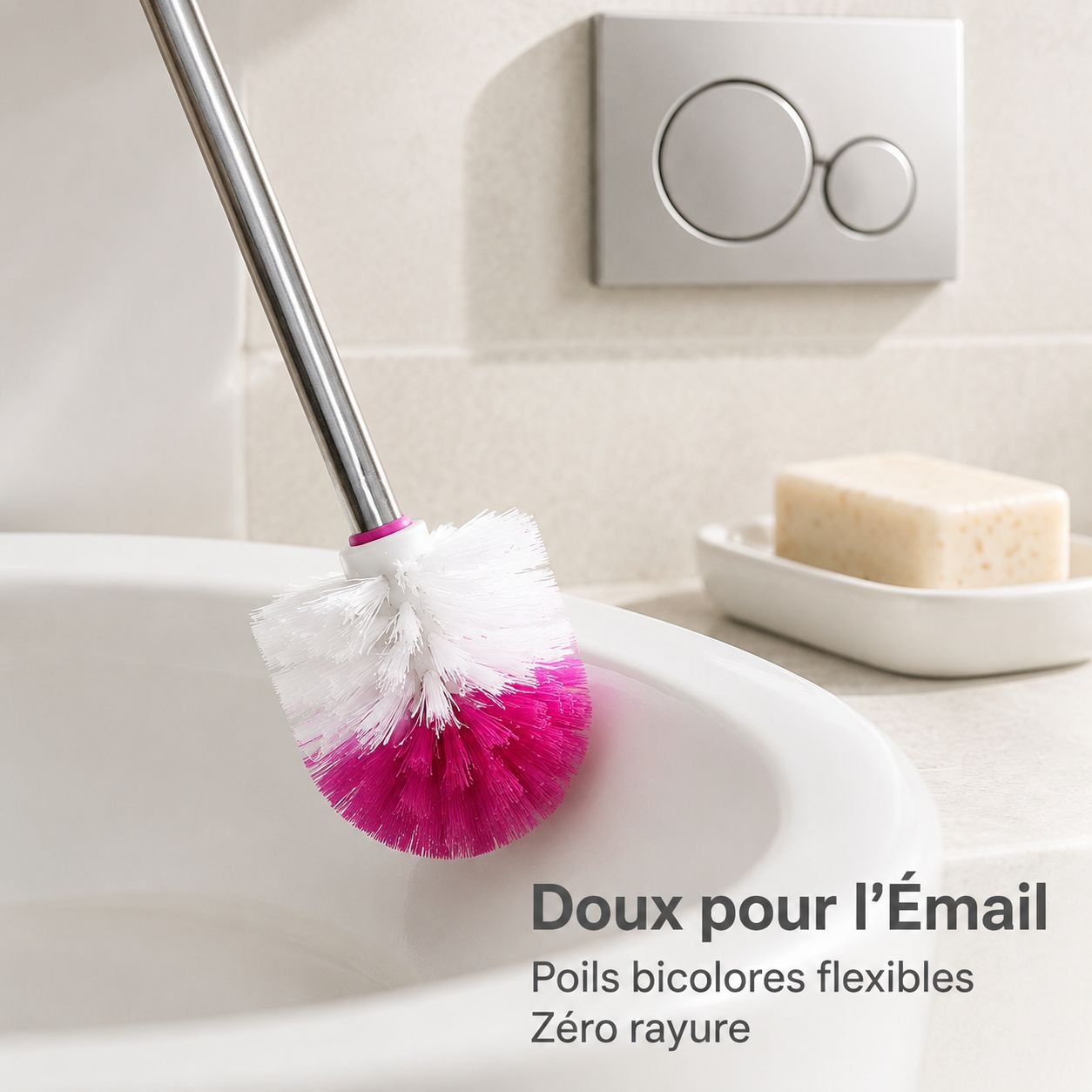 Brosse WC longue en acier inoxydable