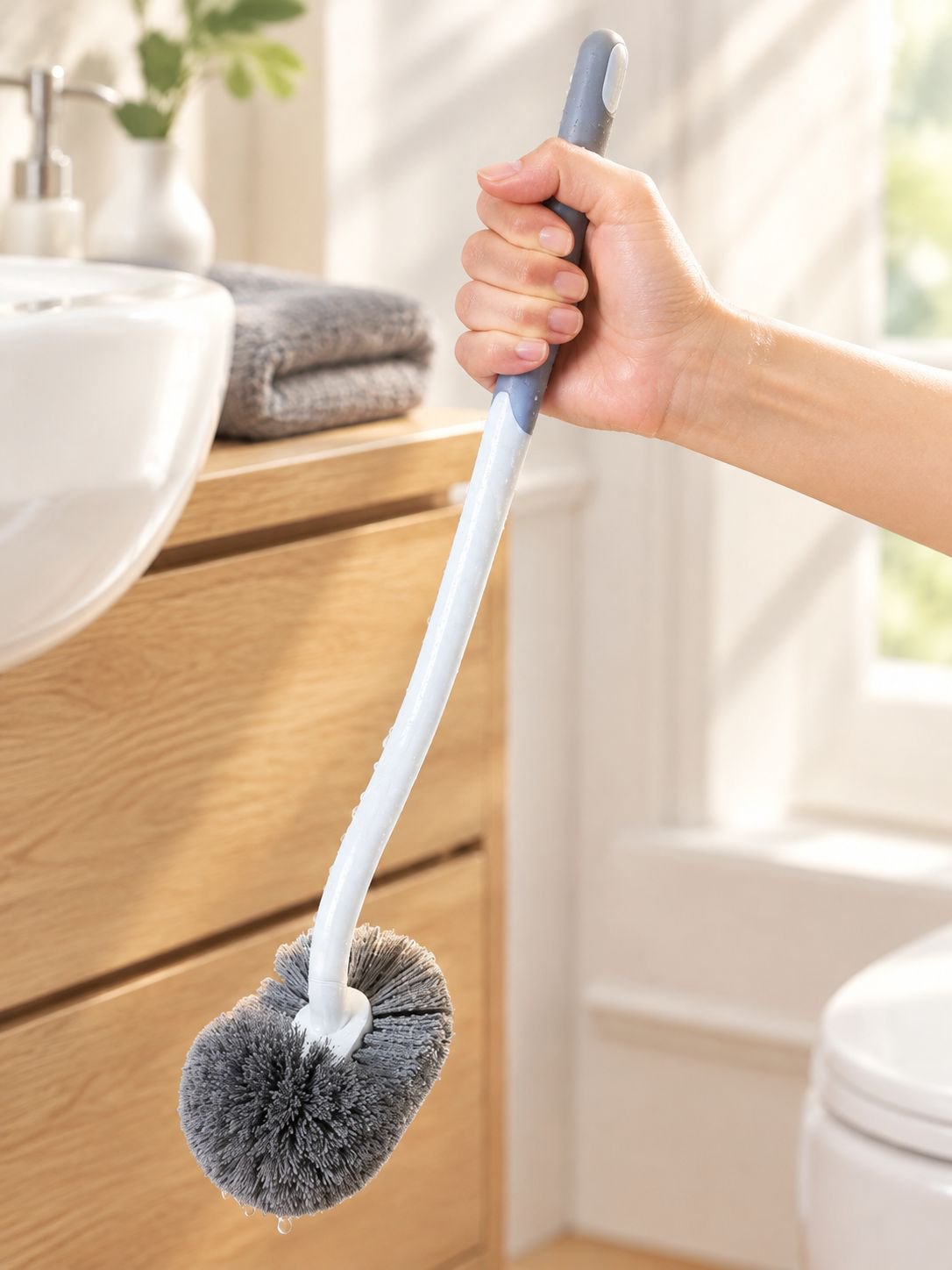 Brosse WC murale à long manche