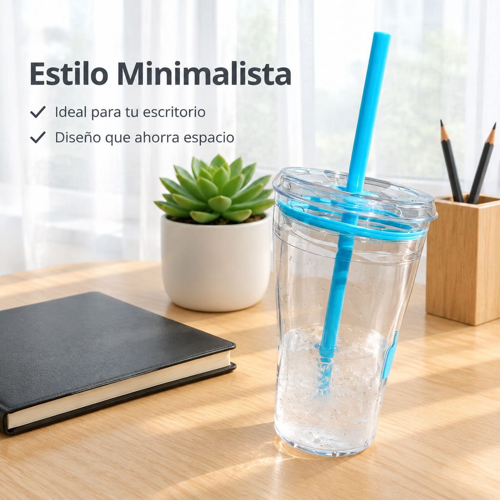 Vaso de Café con Pajita Alta Transparencia Estilo Tritan